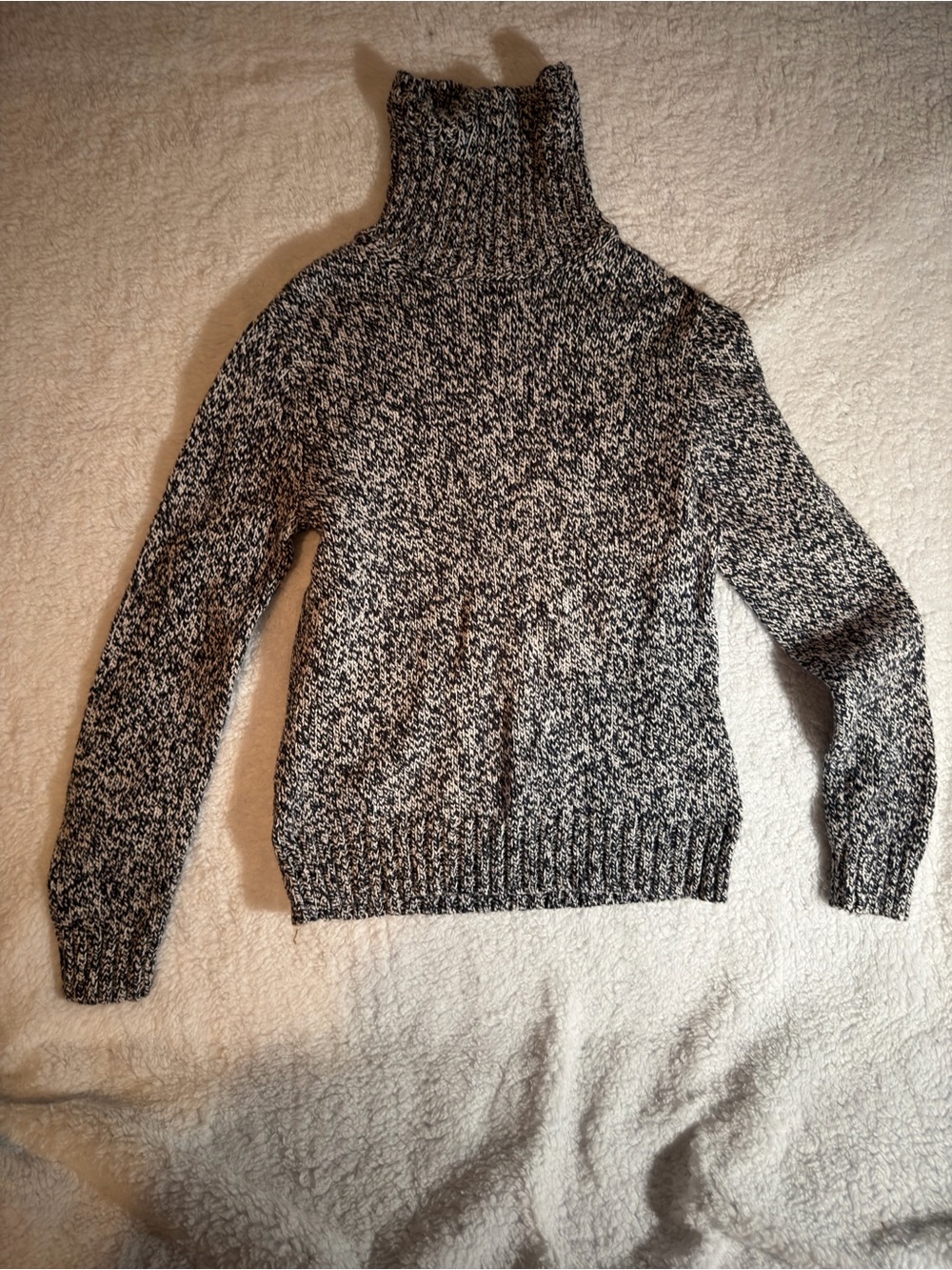 Lands' End Black & White Marled Turtleneck Sweater